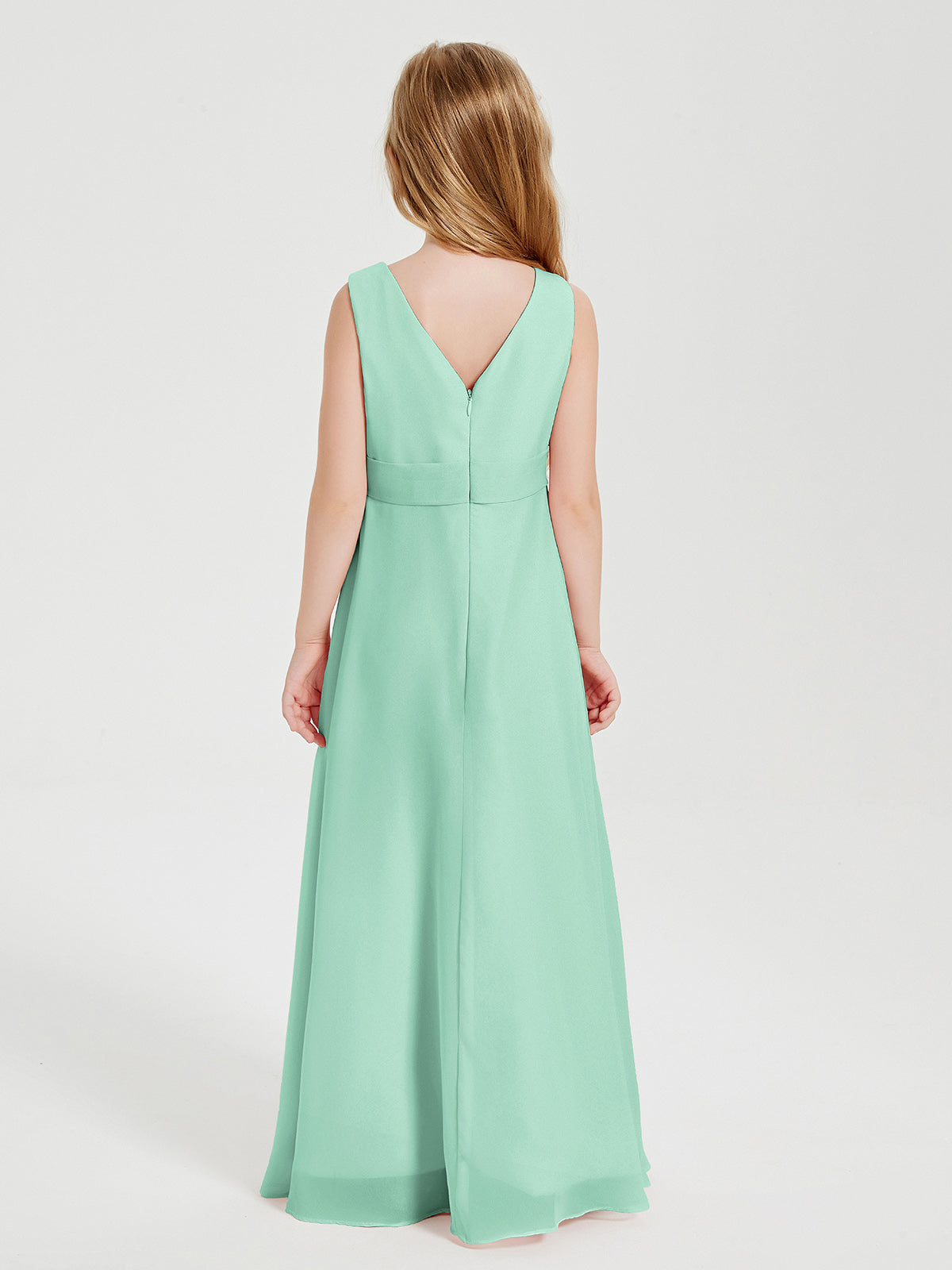Boho Long Chiffon Bridesmaid Gown Mint Green